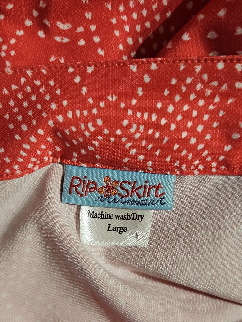 Rip Skirt Hawaii Length 3 Wrap Skirt Midi Pink White Geometric Print - Picture 3 of 5